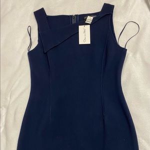Oscar de la Renta Navy Sheath with angled neckline, SZ 12